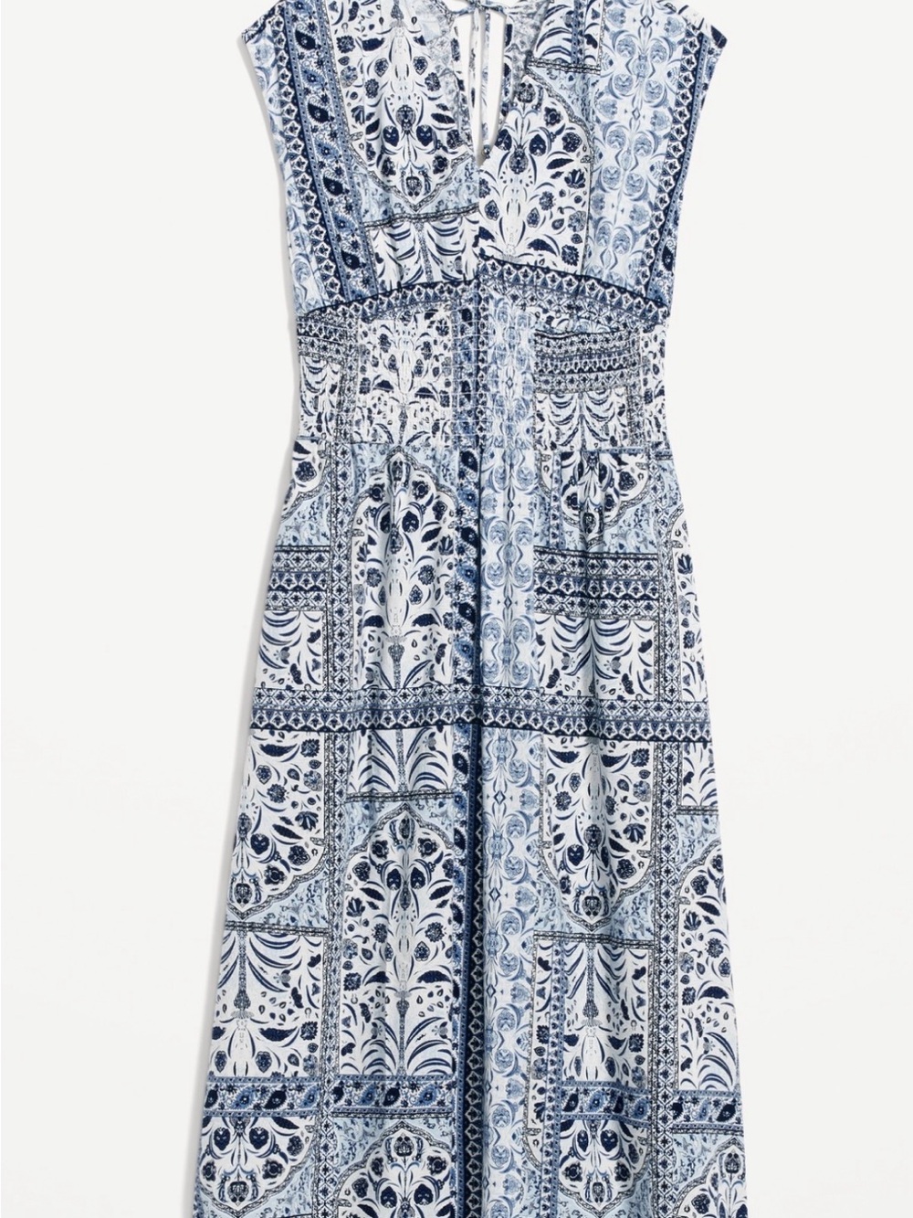 Old Navy Blue Tile-Print Maxi Dress with Tie Back